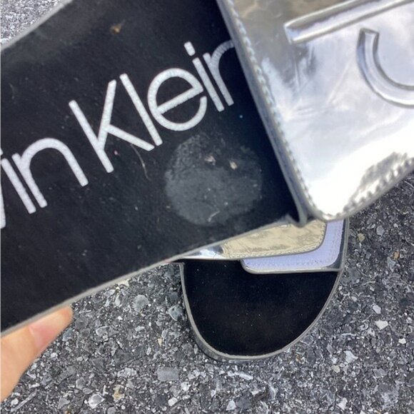 Acubi mermaidcore fairycore Calvin Klein Black Slides Sandals Women Size 7 - Picture 3 of 6